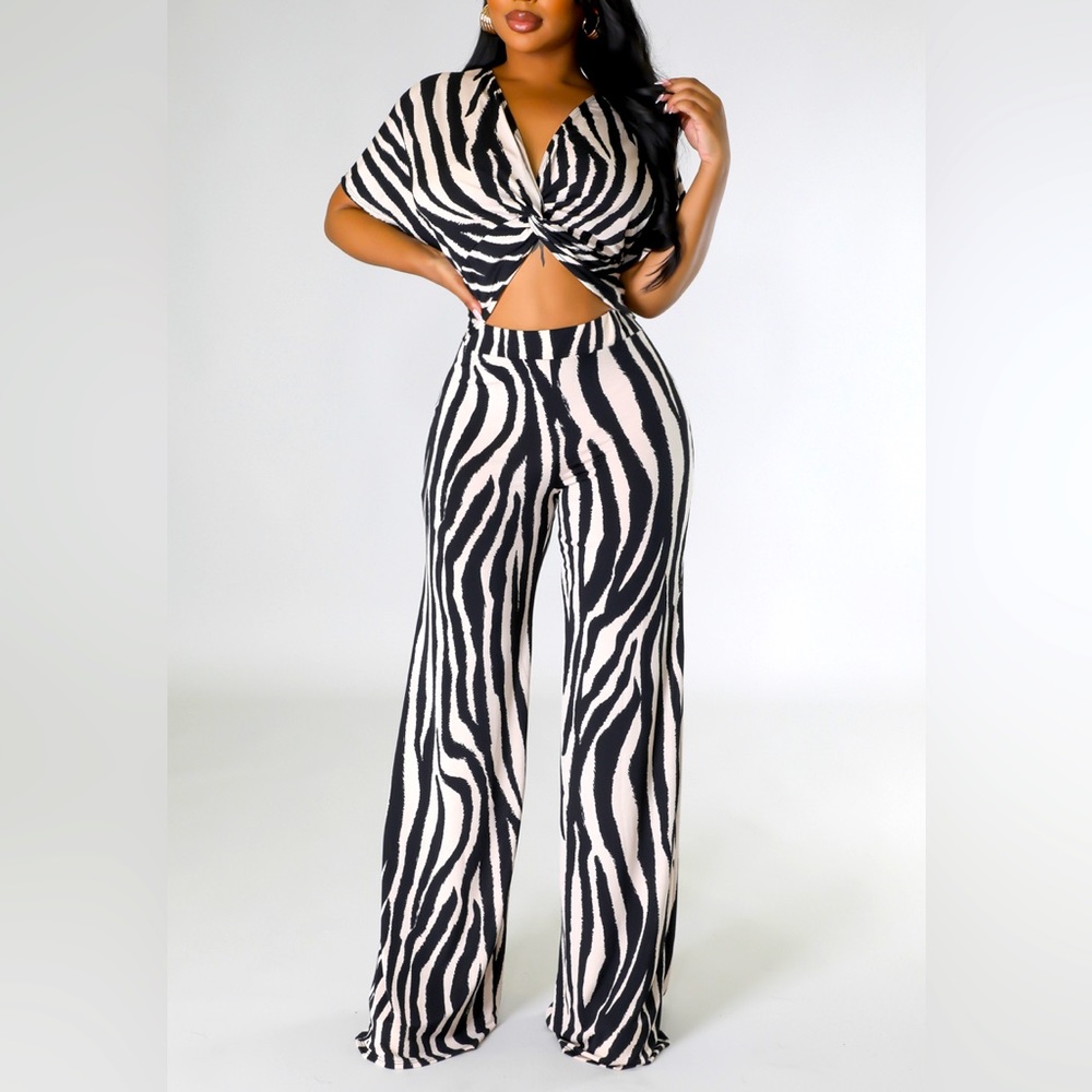 Zebra print pant set
